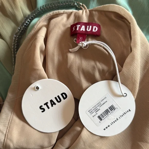 STAUD Positano Maxi Dress Caribbean Ombre Chain Strap NWT $595 XL - Picture 8 of 16